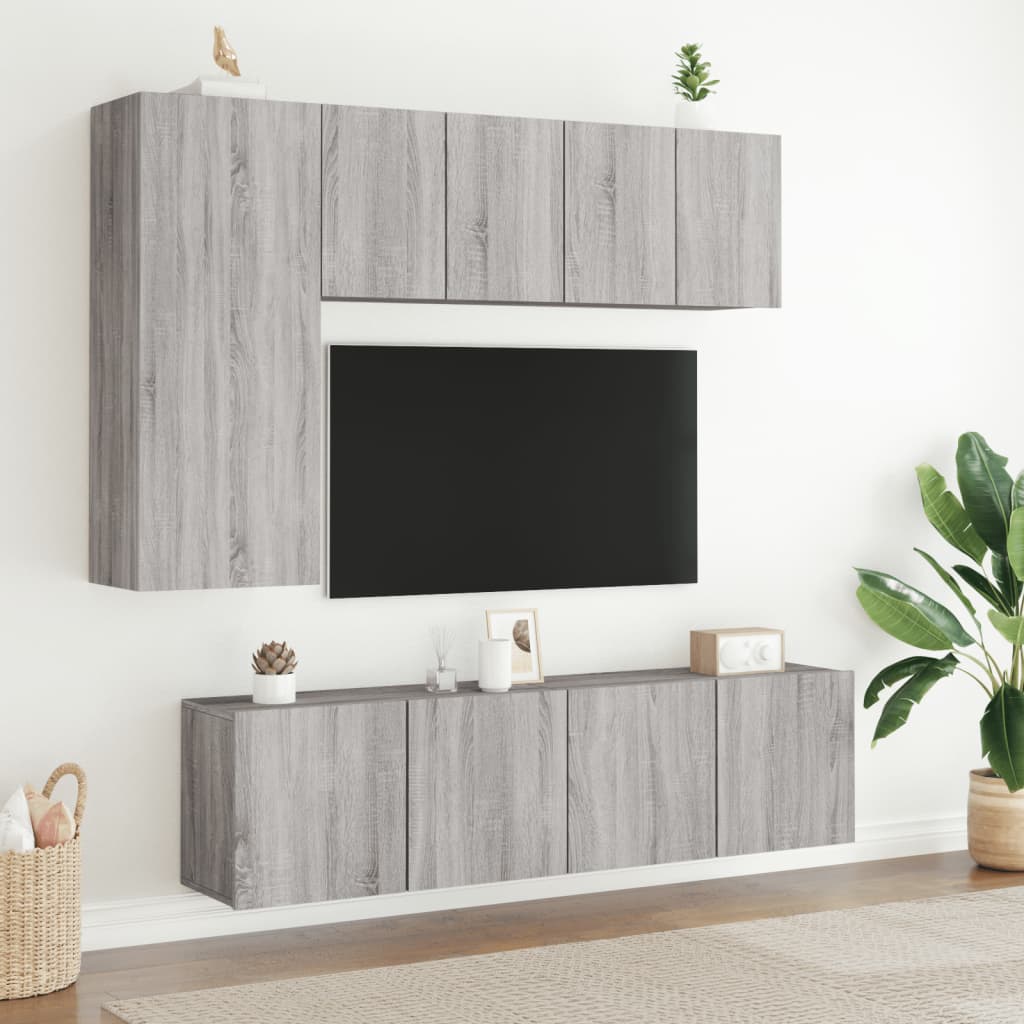 Tv-meubels 2 st wandgemonteerd 60x30x41 cm grijs sonoma eiken