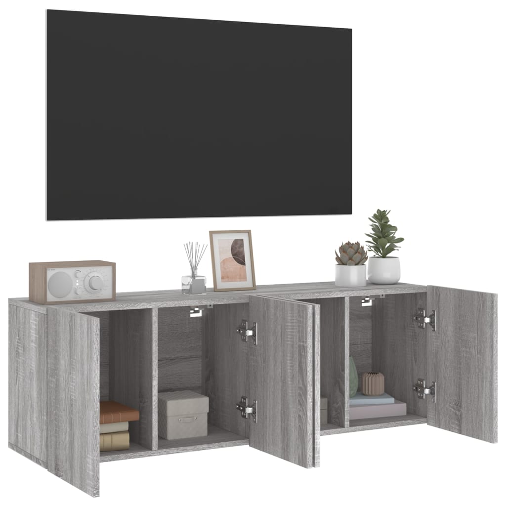 Tv-meubels 2 st wandgemonteerd 60x30x41 cm grijs sonoma eiken