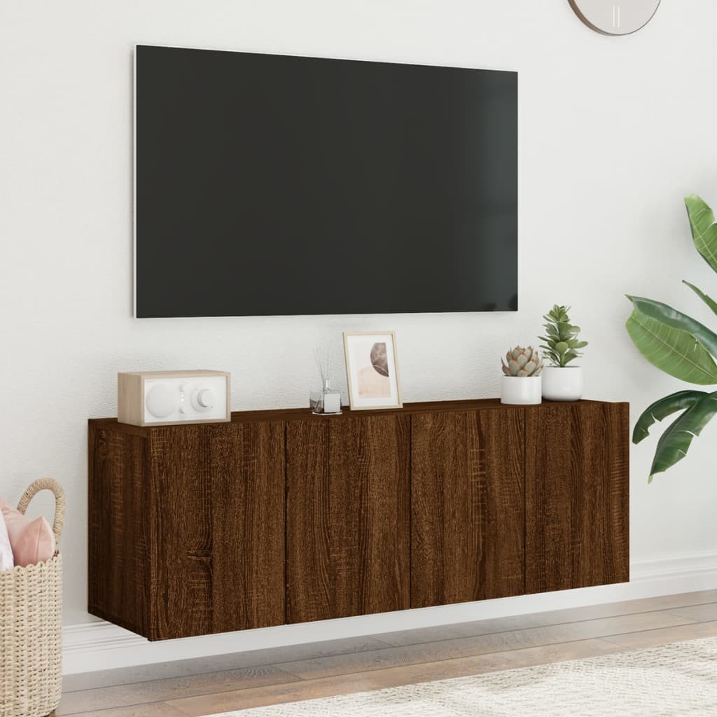 Tv-meubels 2 st wandgemonteerd 60x30x41 cm bruineikenkleurig