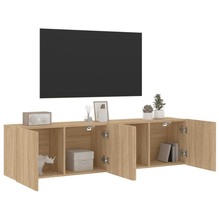 Tv-meubels 2 st wandgemonteerd 80x30x41 cm sonoma eikenkleurig