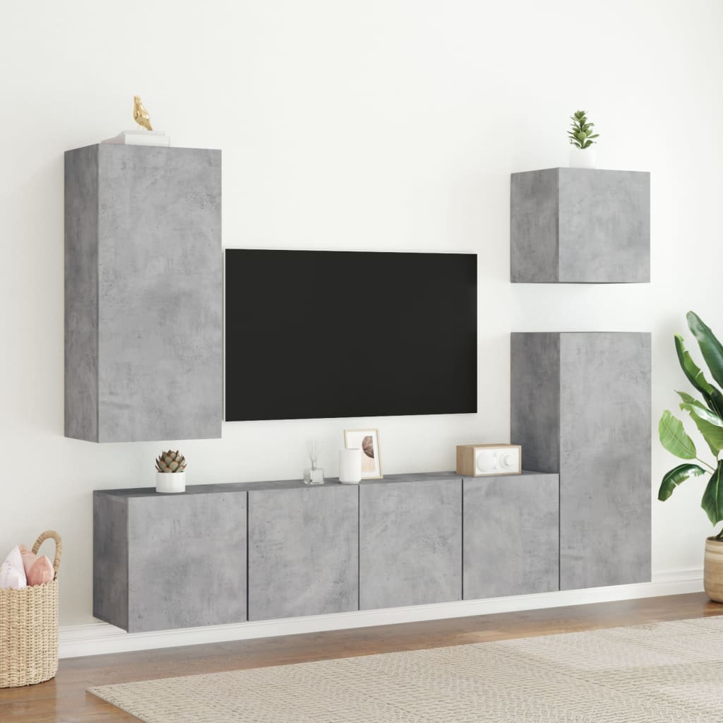 Tv-meubels 2 st wandgemonteerd 80x30x41 cm betongrijs