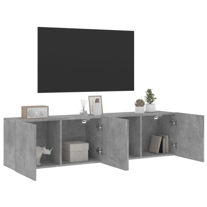 Tv-meubels 2 st wandgemonteerd 80x30x41 cm betongrijs