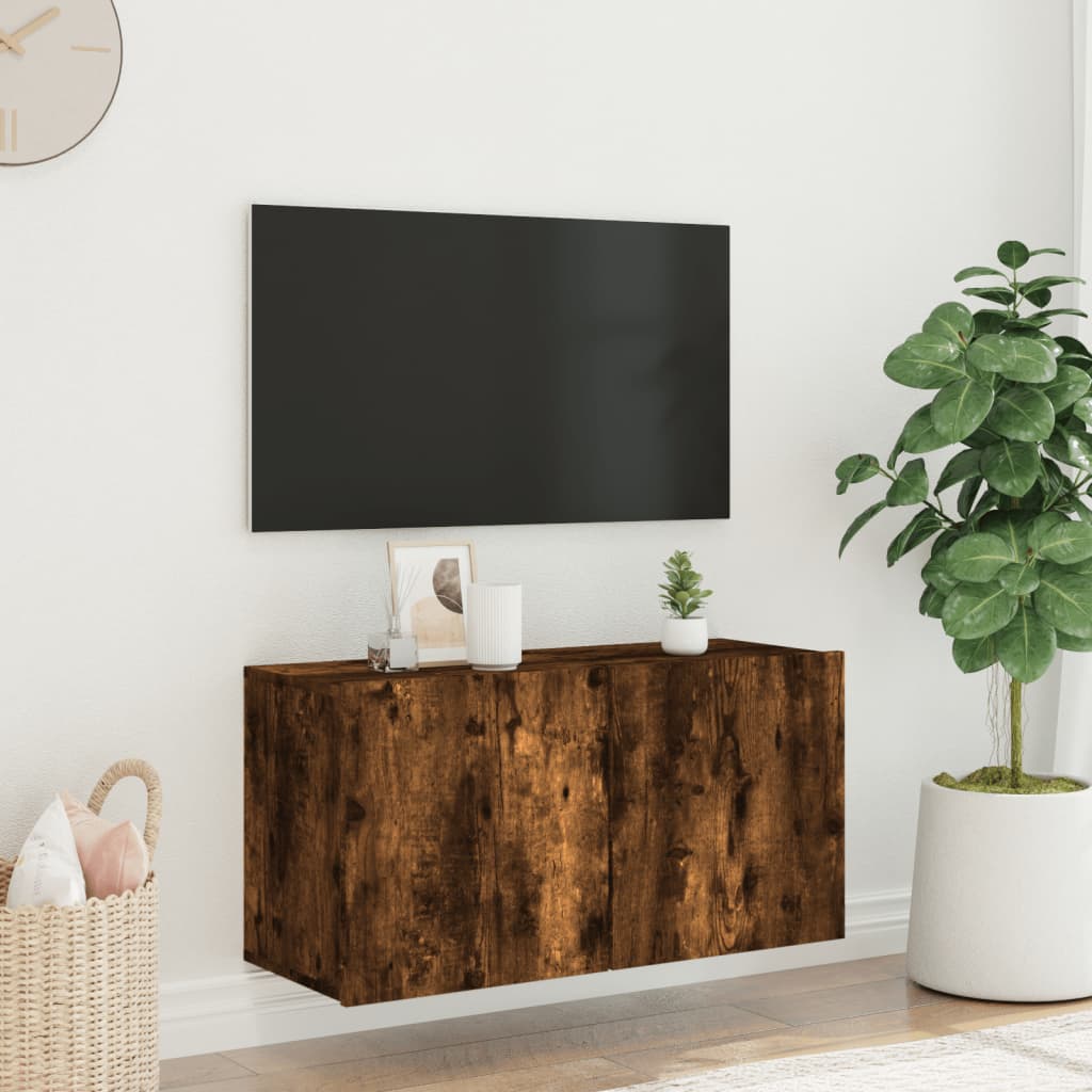 Tv-meubel wandgemonteerd 80x30x41 cm gerookt eikenkleurig