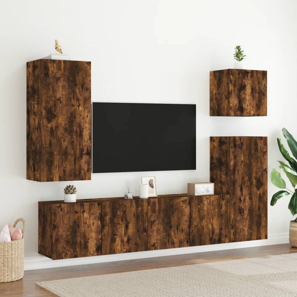 Tv-meubel wandgemonteerd 80x30x41 cm gerookt eikenkleurig