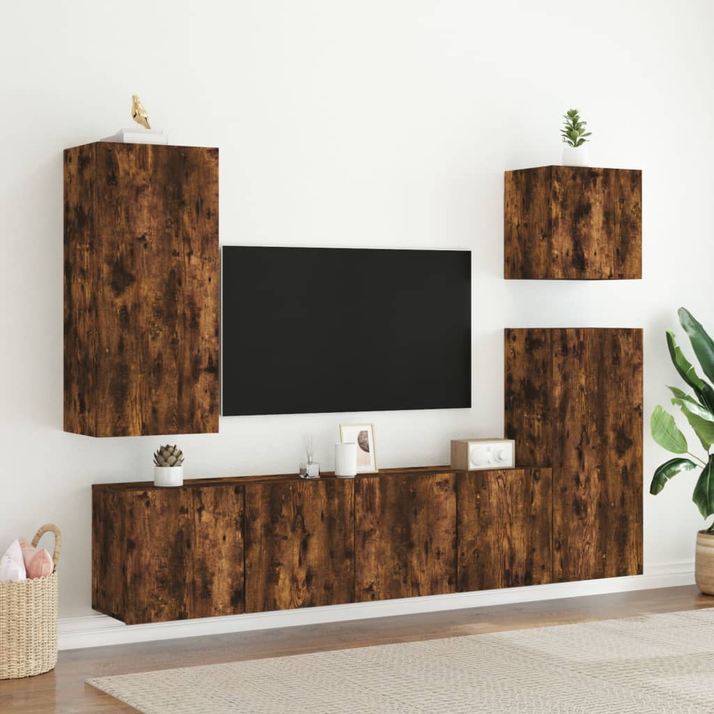 Tv-meubels 2 st wandgemonteerd 80x30x41 cm gerookt eikenkleurig