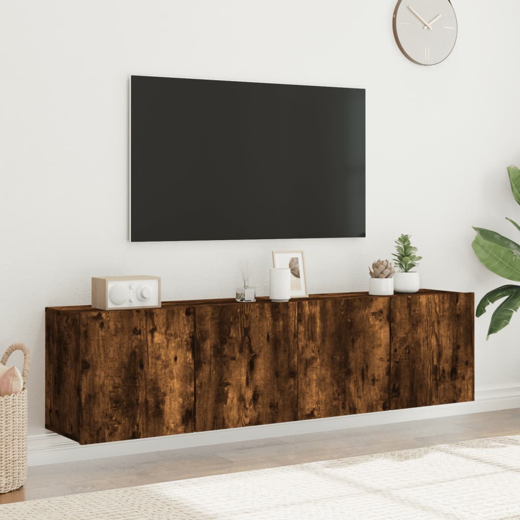 Tv-meubels 2 st wandgemonteerd 80x30x41 cm gerookt eikenkleurig