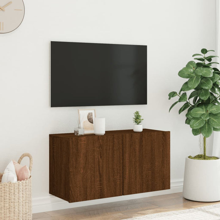 Tv-meubel wandgemonteerd 80x30x41 cm bruinikenkleurig