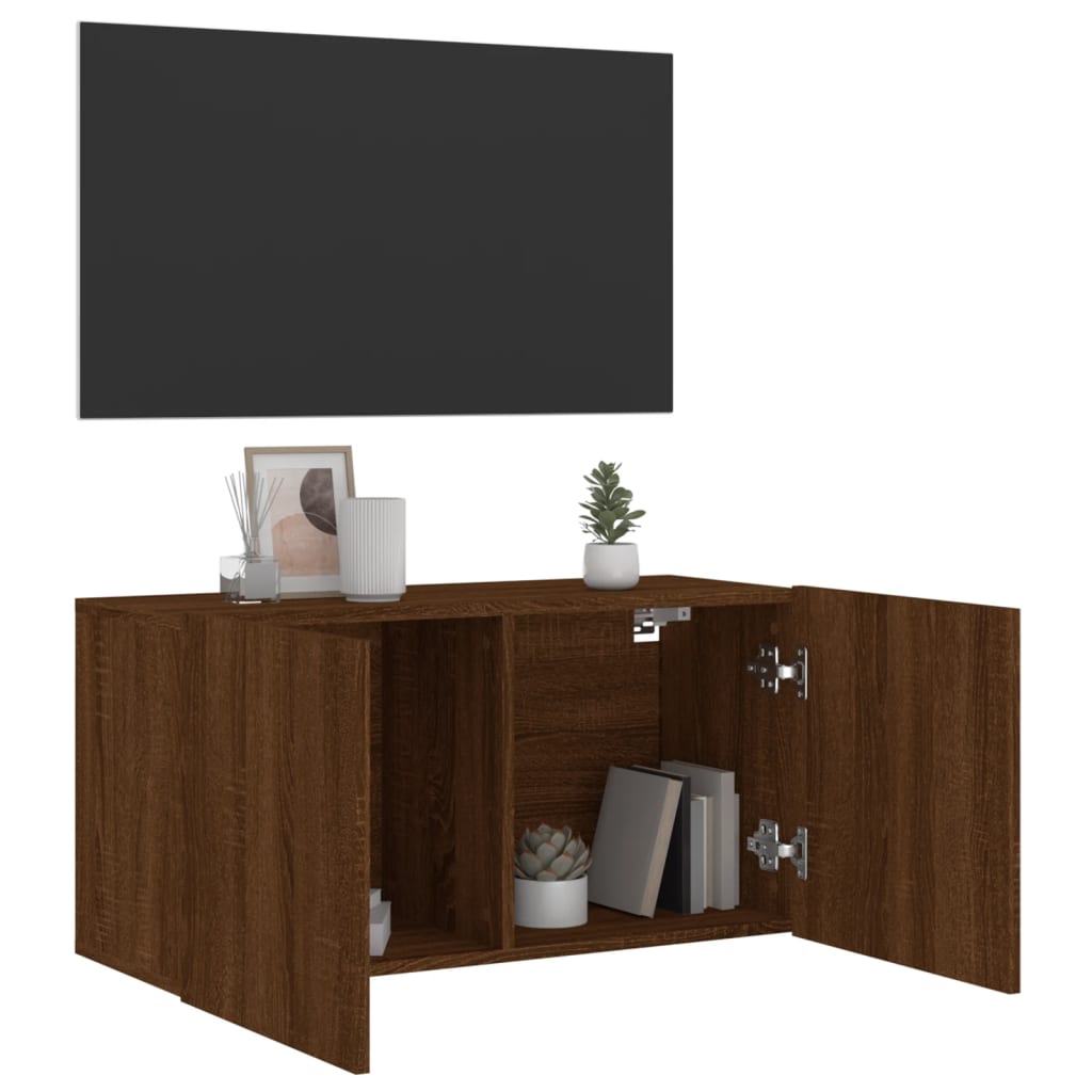 Tv-meubel wandgemonteerd 80x30x41 cm bruinikenkleurig