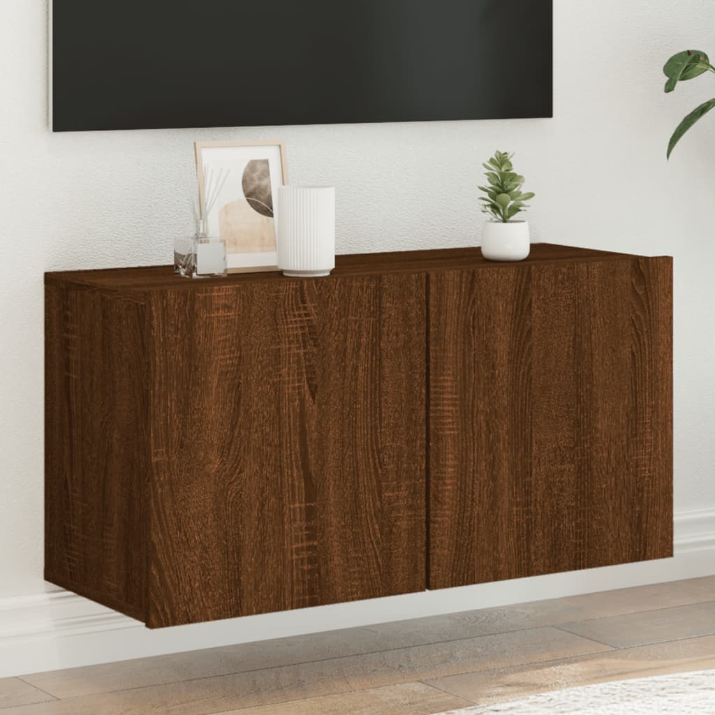 Tv-meubel wandgemonteerd 80x30x41 cm bruinikenkleurig