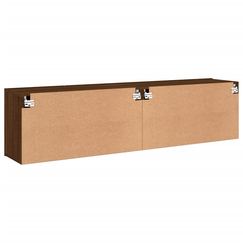 Tv-meubels 2 st wandgemonteerd 80x30x41 cm bruineikenkleurig