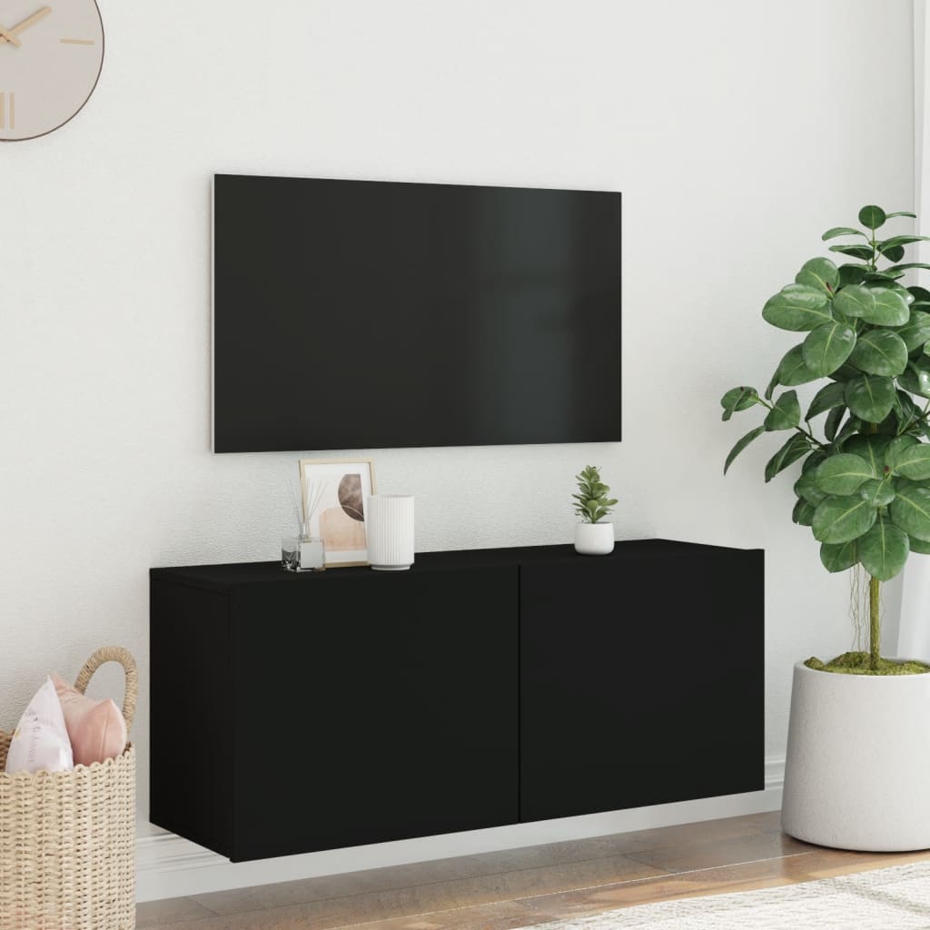 Tv-meubel wandgemonteerd 100x30x41 cm zwart