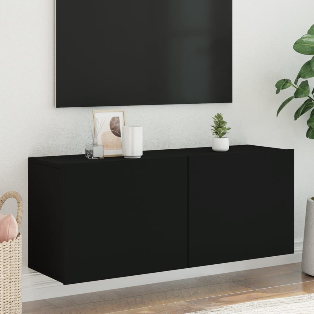 Tv-meubel wandgemonteerd 100x30x41 cm zwart