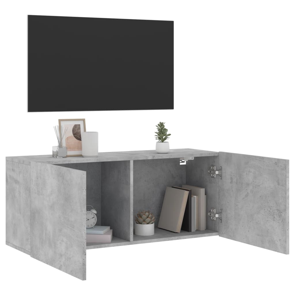 Tv-meubel wandgemonteerd 100x30x41 cm betongrijs