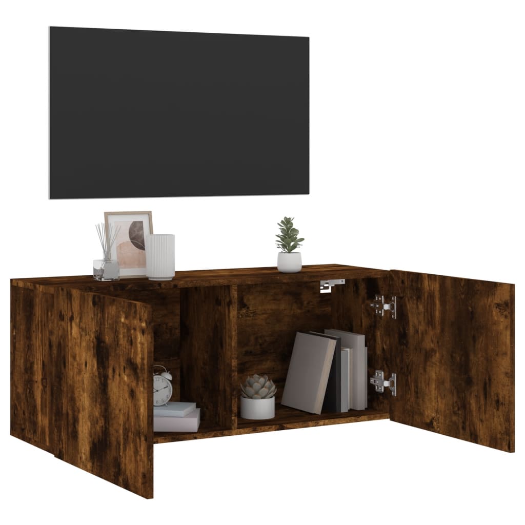 Tv-meubel wandgemonteerd 100x30x41 cm gerookt eikenkleurig