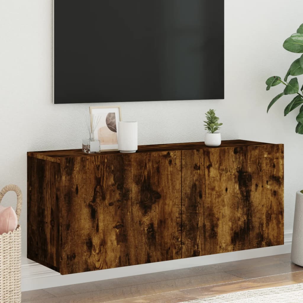 Tv-meubel wandgemonteerd 100x30x41 cm gerookt eikenkleurig