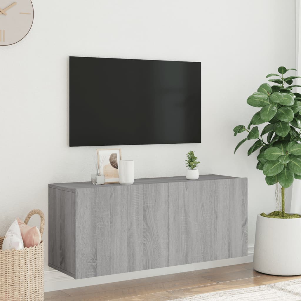 Tv-meubel wandgemonteerd 100x30x41 cm grijs sonoma eikenkleurig