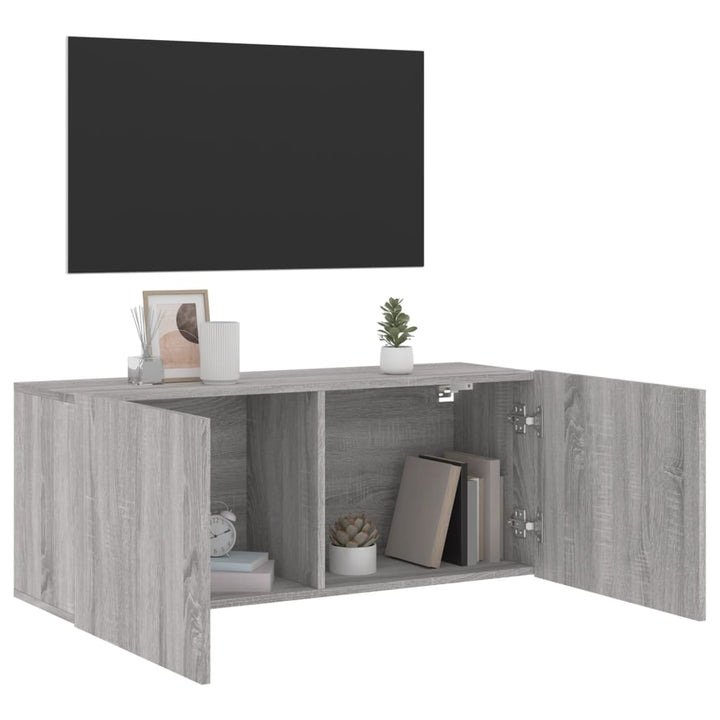 Tv-meubel wandgemonteerd 100x30x41 cm grijs sonoma eikenkleurig