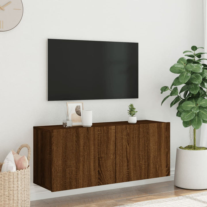 Tv-meubel wandgemonteerd 100x30x41 cm bruineikenkleurig