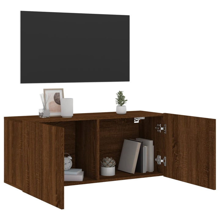 Tv-meubel wandgemonteerd 100x30x41 cm bruineikenkleurig