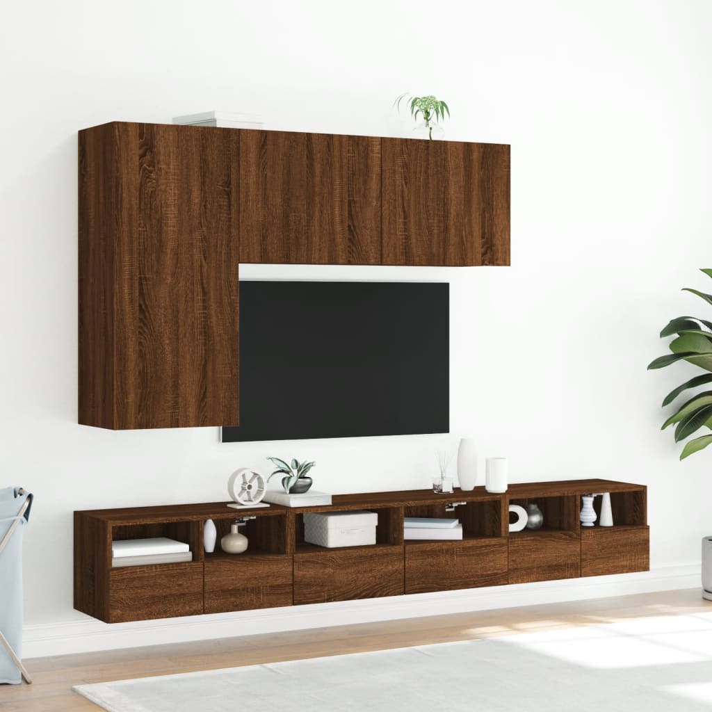 Tv-meubel wandgemonteerd 100x30x41 cm bruineikenkleurig