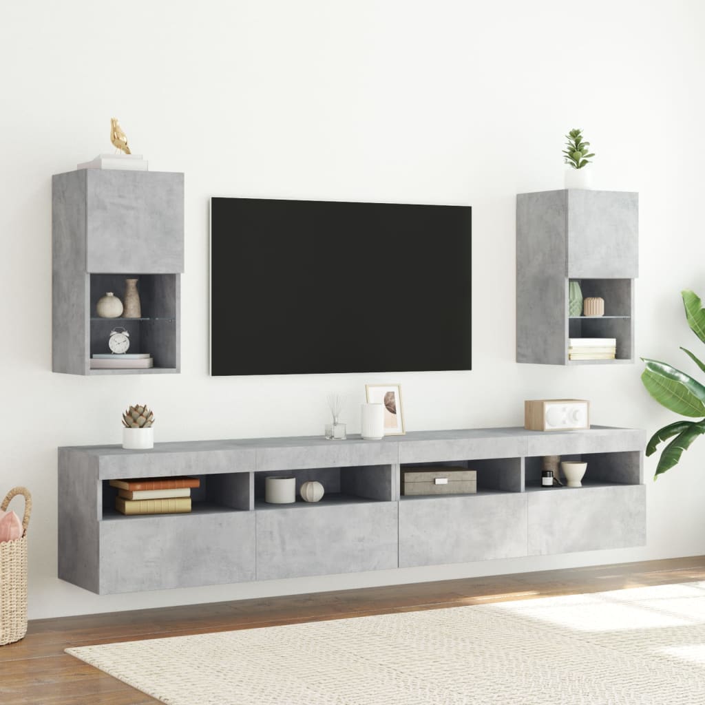 Tv-meubel met LED-verlichting 30,5x30x60 cm betongrijs