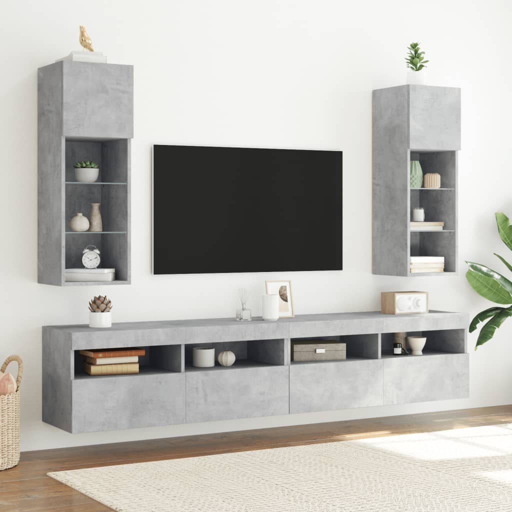 Tv-meubel met LED-verlichting 30,5x30x90 cm betongrijs