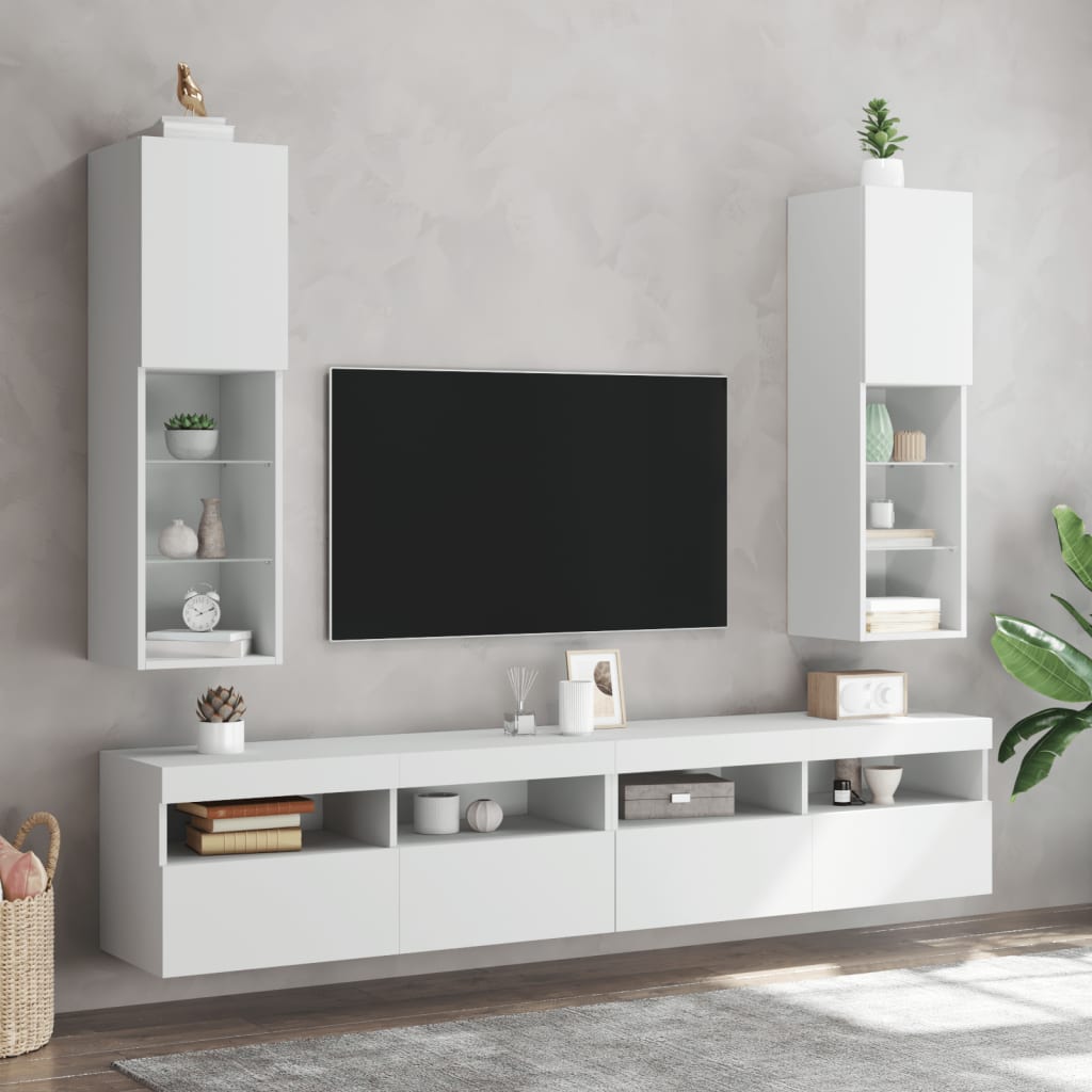 Tv-meubel met LED-verlichting 30,5x30x102 cm wit