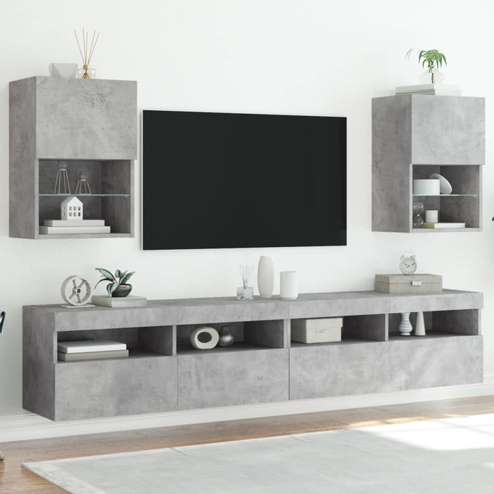 Tv-meubels met LED-verlichting 2 st 40,5x30x60 cm betongrijs