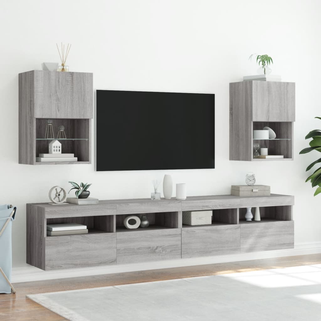 Tv-meubel met LED-verlichting 40,5x30x60 cm grijs sonoma eiken