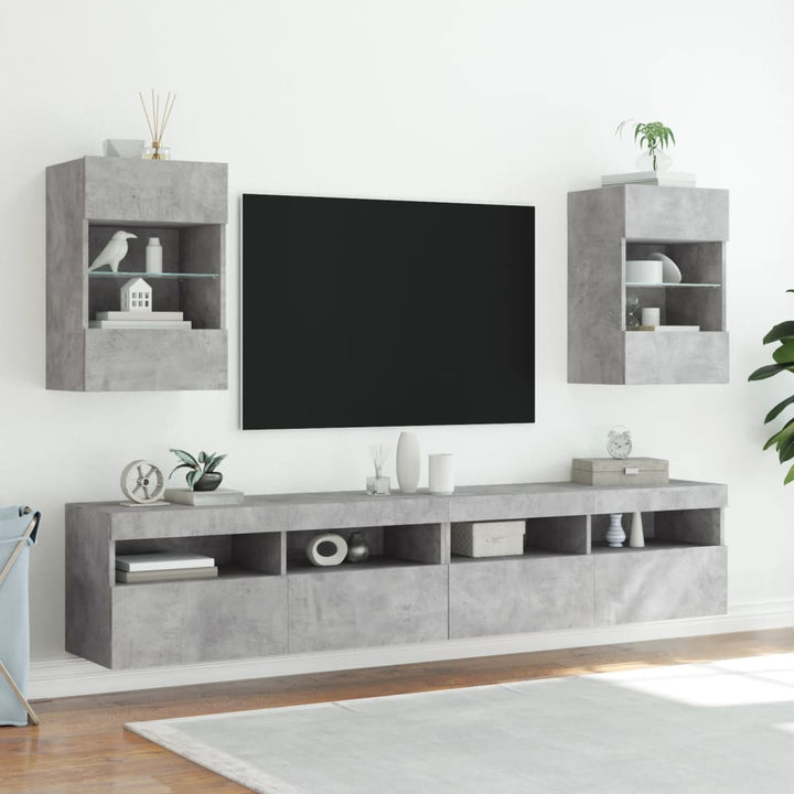 Tv-wandmeubel met LED-verlichting 40x30x60,5 cm betongrijs