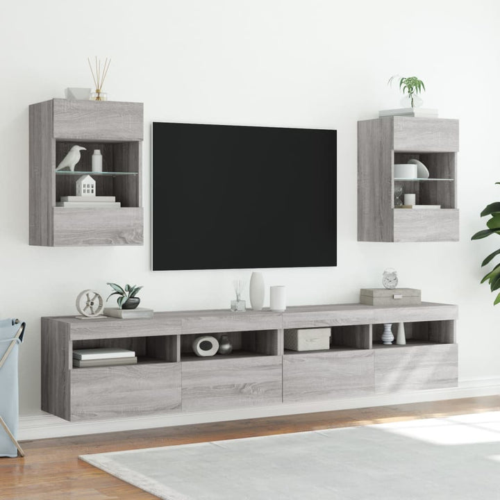 Tv-wandmeubel met LED-verlichting 40x30x60,5 cm grijs sonoma