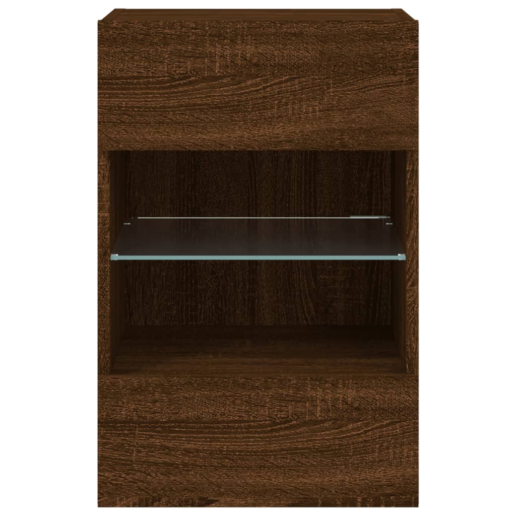 Tv-wandmeubel met LED-verlichting 40x30x60,5 cm bruineikenkleur