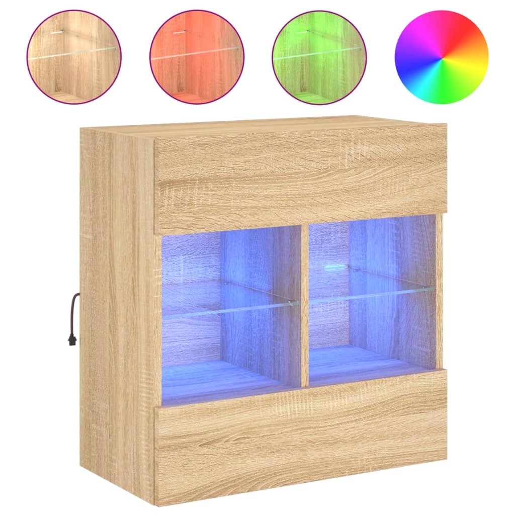 Tv-wandmeubel met LED-verlichting 58,5x30x60,5 cm sonoma eiken