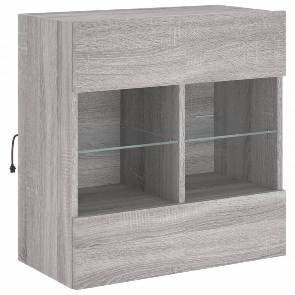 Tv-wandmeubel met LED-verlichting 58,5x30x60,5 cm grijs sonoma