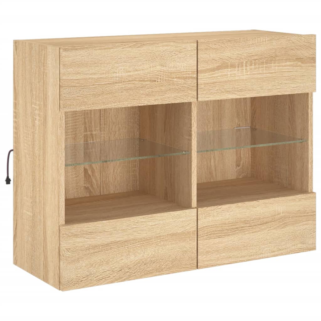 Tv-wandmeubel met LED-verlichting 78,5x30x60,5 cm sonoma eiken