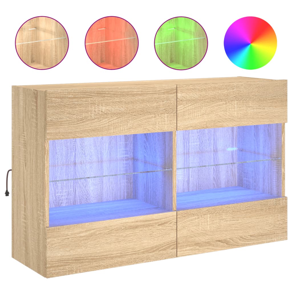 Tv-wandmeubel met LED-verlichting 98,5x30x60,5 cm sonoma eiken