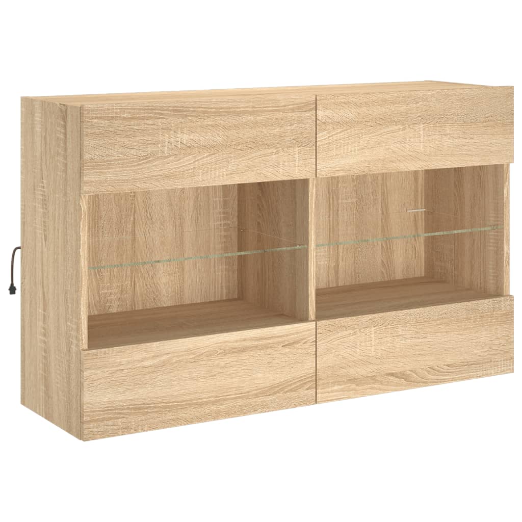 Tv-wandmeubel met LED-verlichting 98,5x30x60,5 cm sonoma eiken