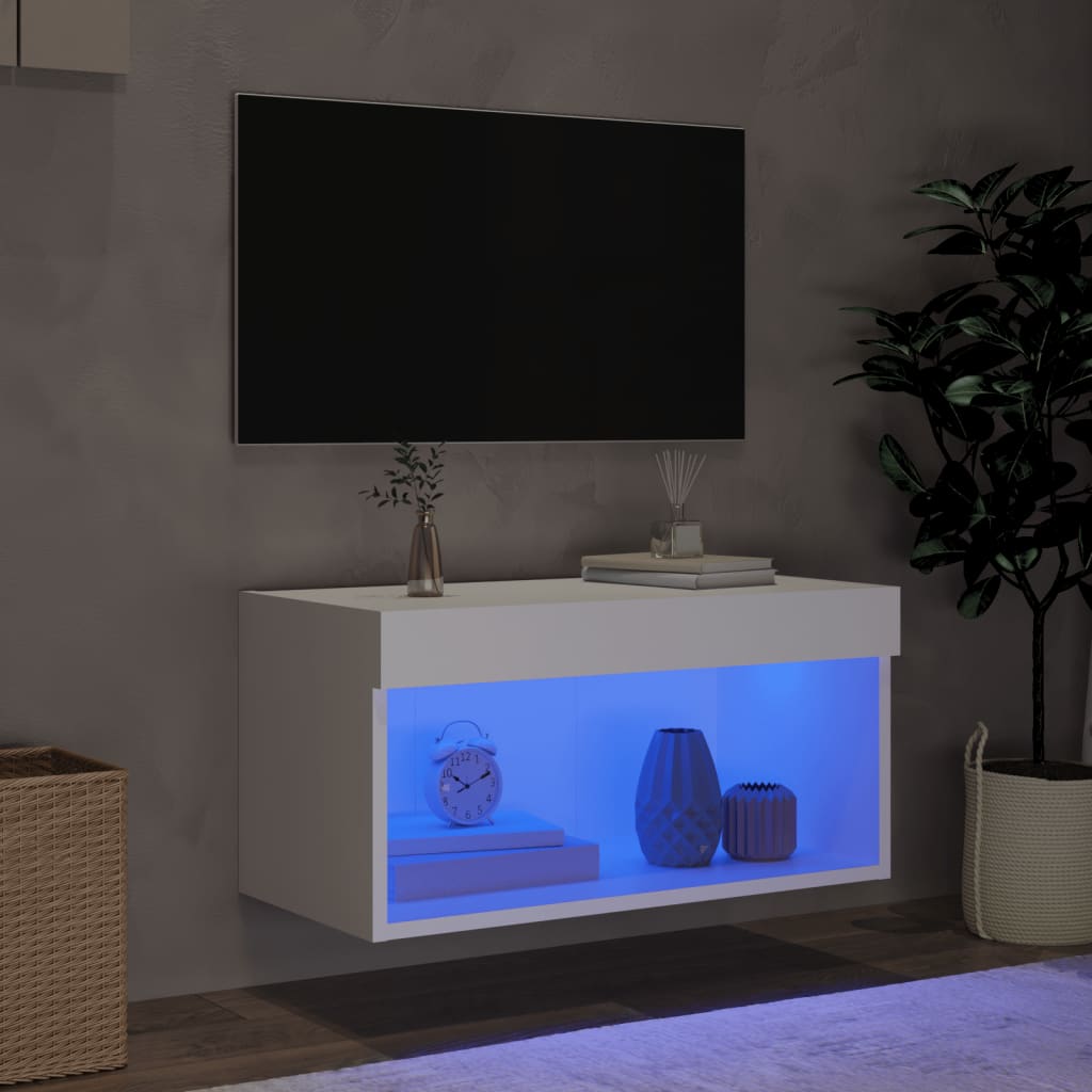 Tv-meubel met LED-verlichting 60x30x30 cm wit