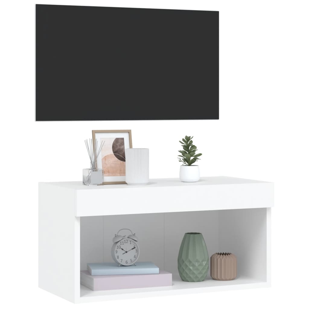 Tv-meubel met LED-verlichting 60x30x30 cm wit