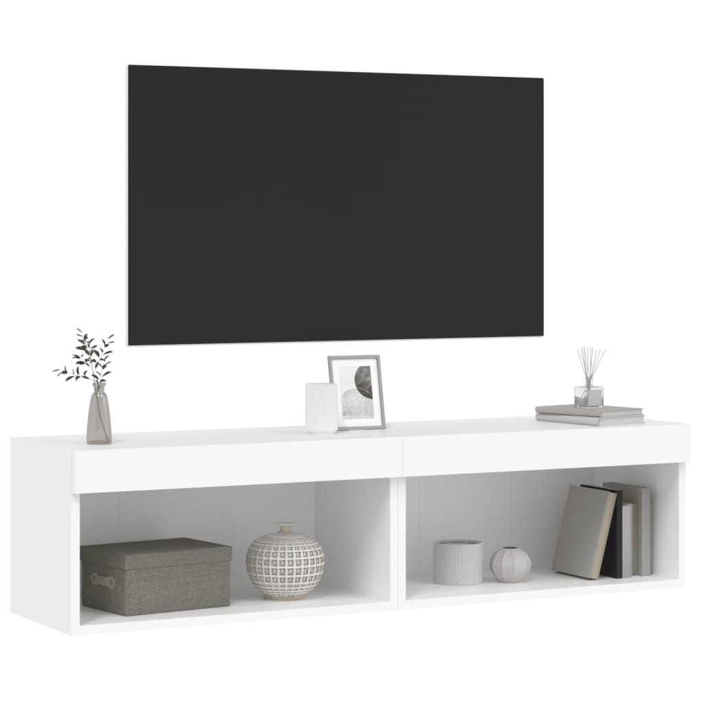 Tv-meubels met LED-verlichting 2 st 60x30x30 cm wit