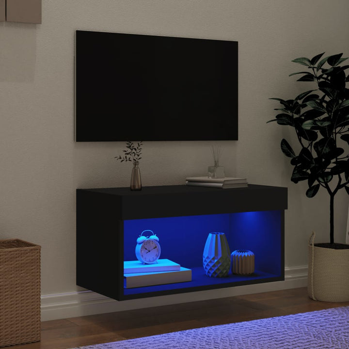 Tv-meubel met LED-verlichting 60x30x30 cm zwart