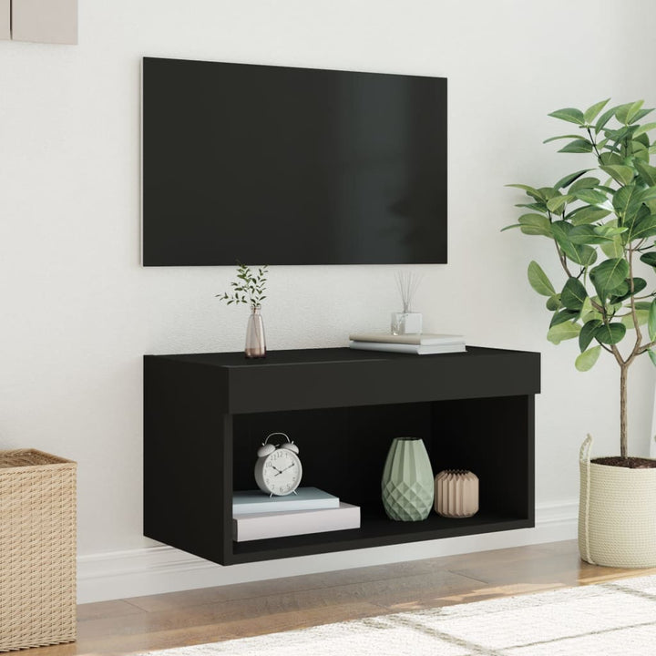 Tv-meubel met LED-verlichting 60x30x30 cm zwart