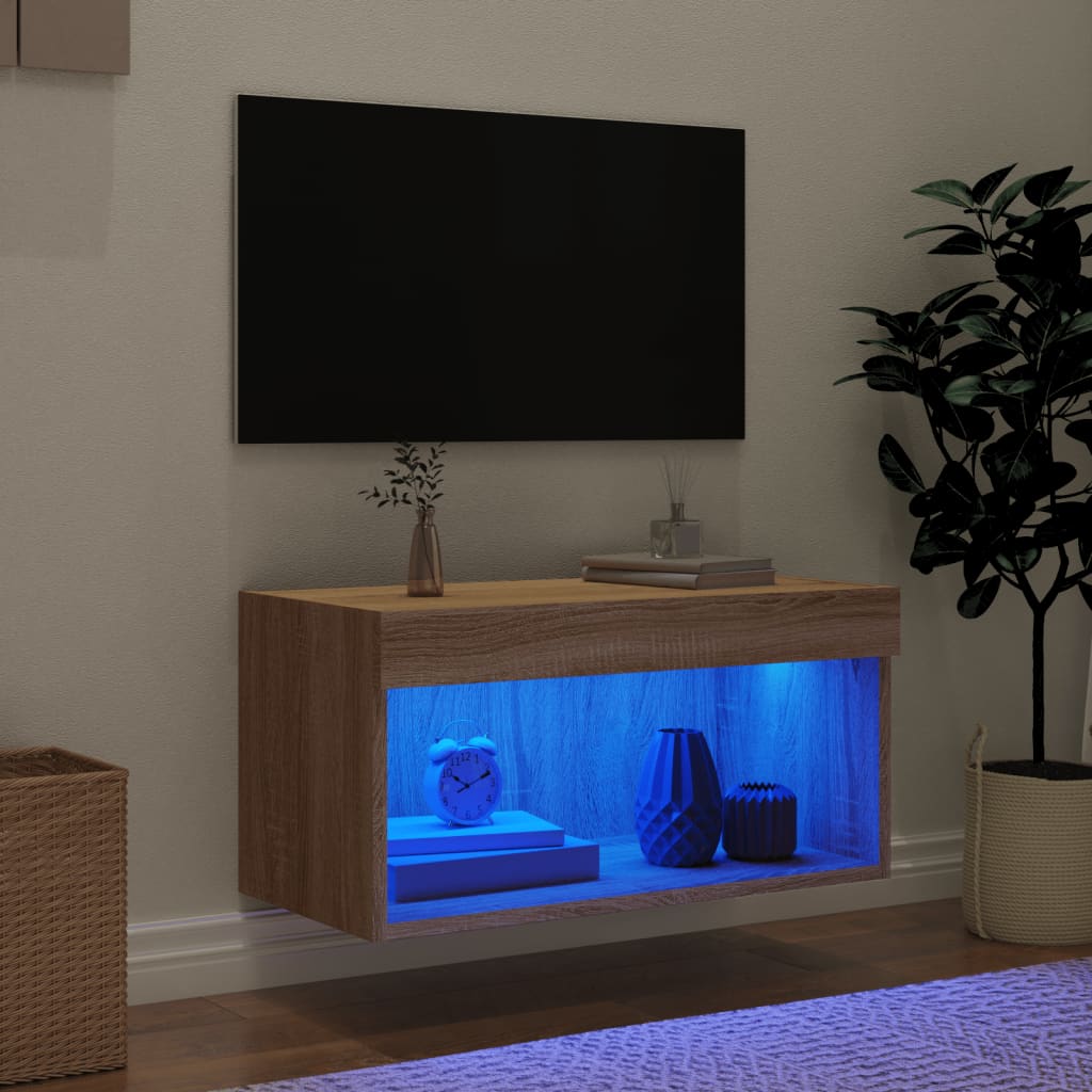 Tv-meubel met LED-verlichting 60x30x30 cm sonoma eikenkleurig