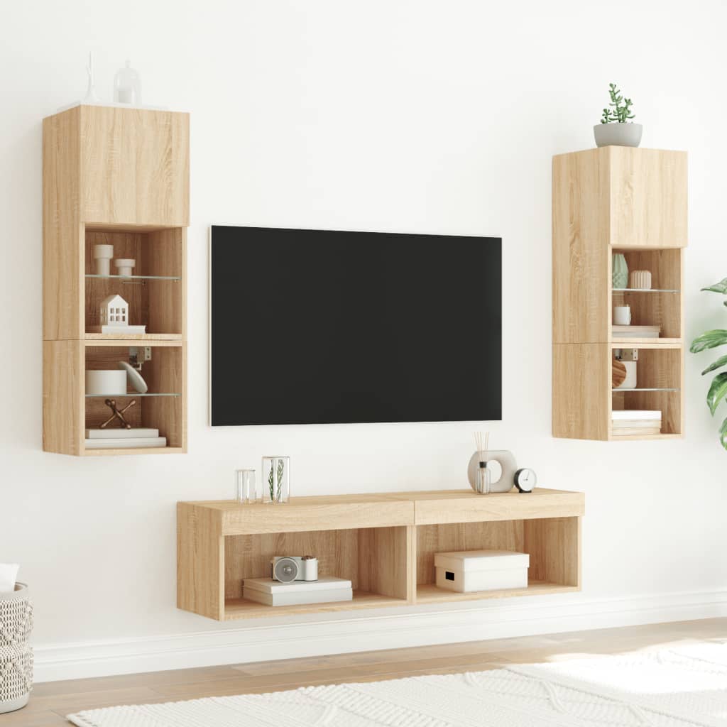 Tv-meubel met LED-verlichting 60x30x30 cm sonoma eikenkleurig