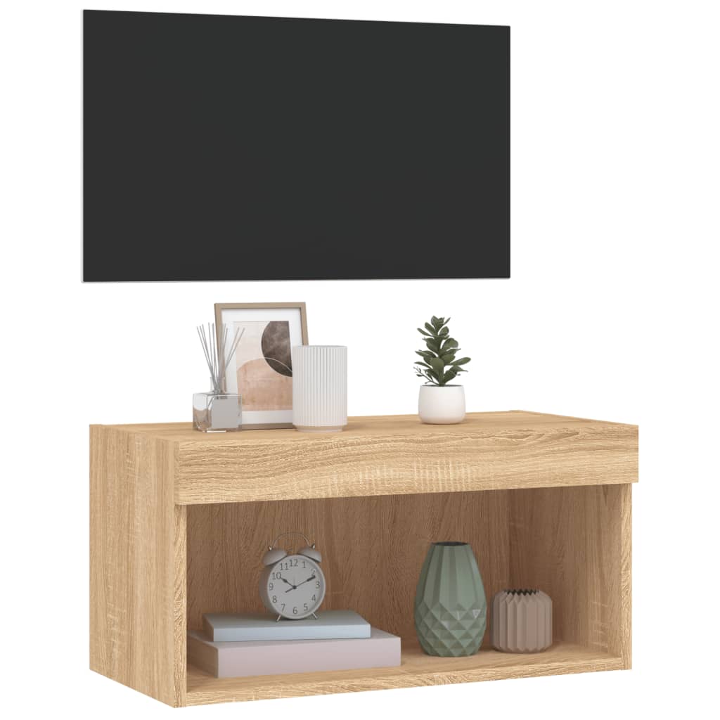 Tv-meubel met LED-verlichting 60x30x30 cm sonoma eikenkleurig