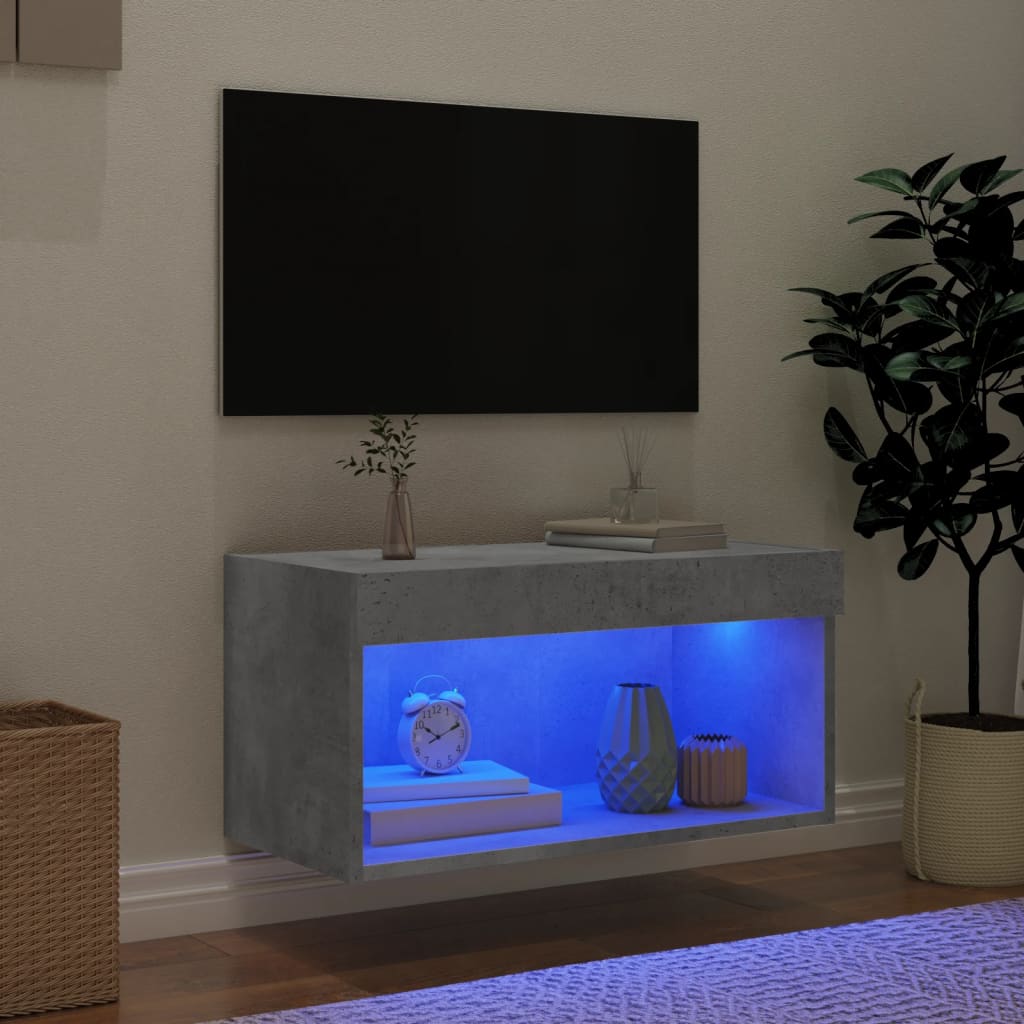 Tv-meubel met LED-verlichting 60x30x30 cm betongrijs