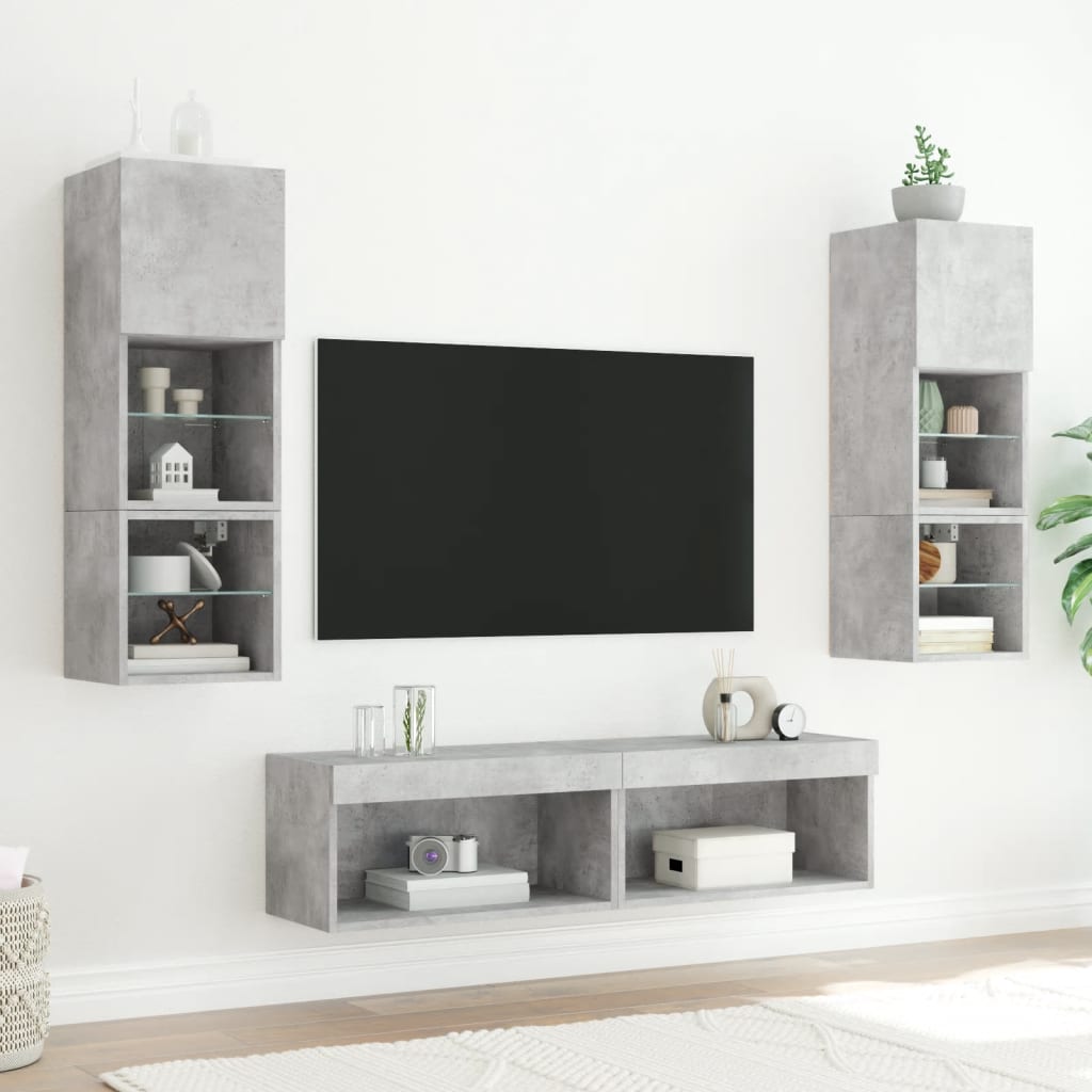 Tv-meubel met LED-verlichting 60x30x30 cm betongrijs