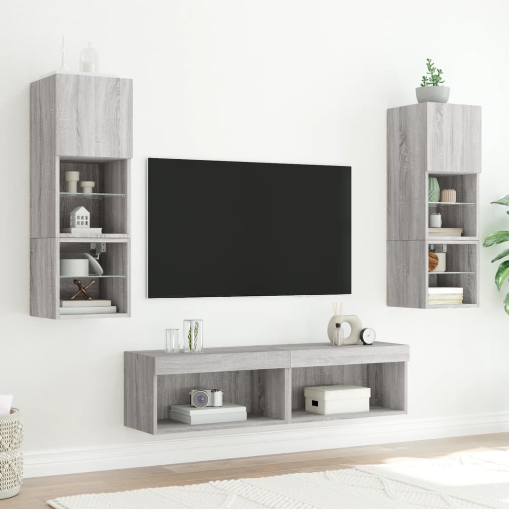 Tv-meubel met LED-verlichting 60x30x30 cm grijs sonoma eiken