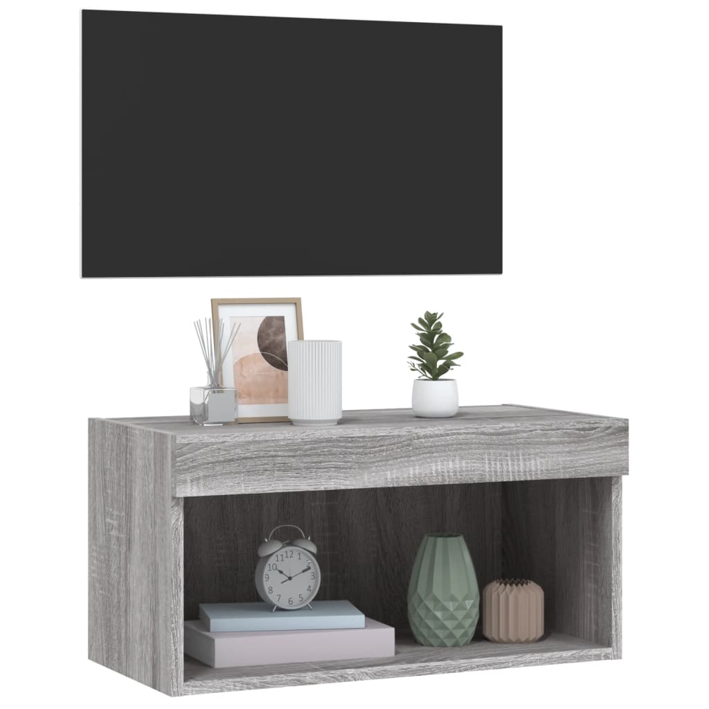 Tv-meubel met LED-verlichting 60x30x30 cm grijs sonoma eiken