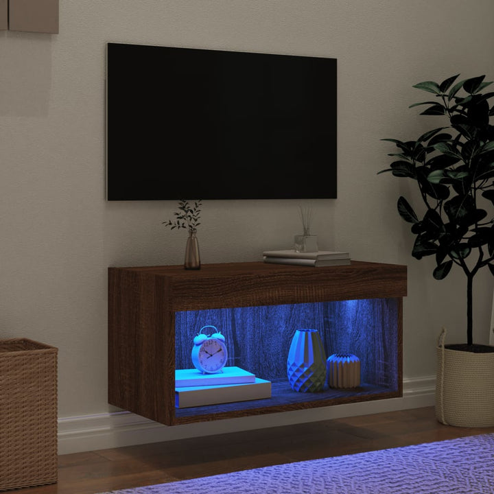 Tv-meubel met LED-verlichting 60x30x30 cm bruineikenkleurig